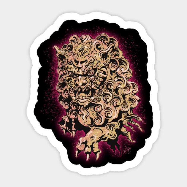 Golden Fu Dog Sticker by B.ShoresArtwork